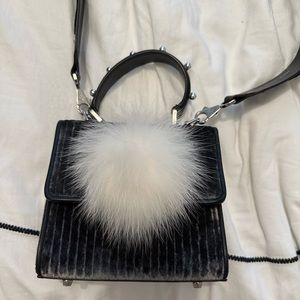 Les Petits Joueurs Micro Bunny Velvet & Leather Satchel Bag